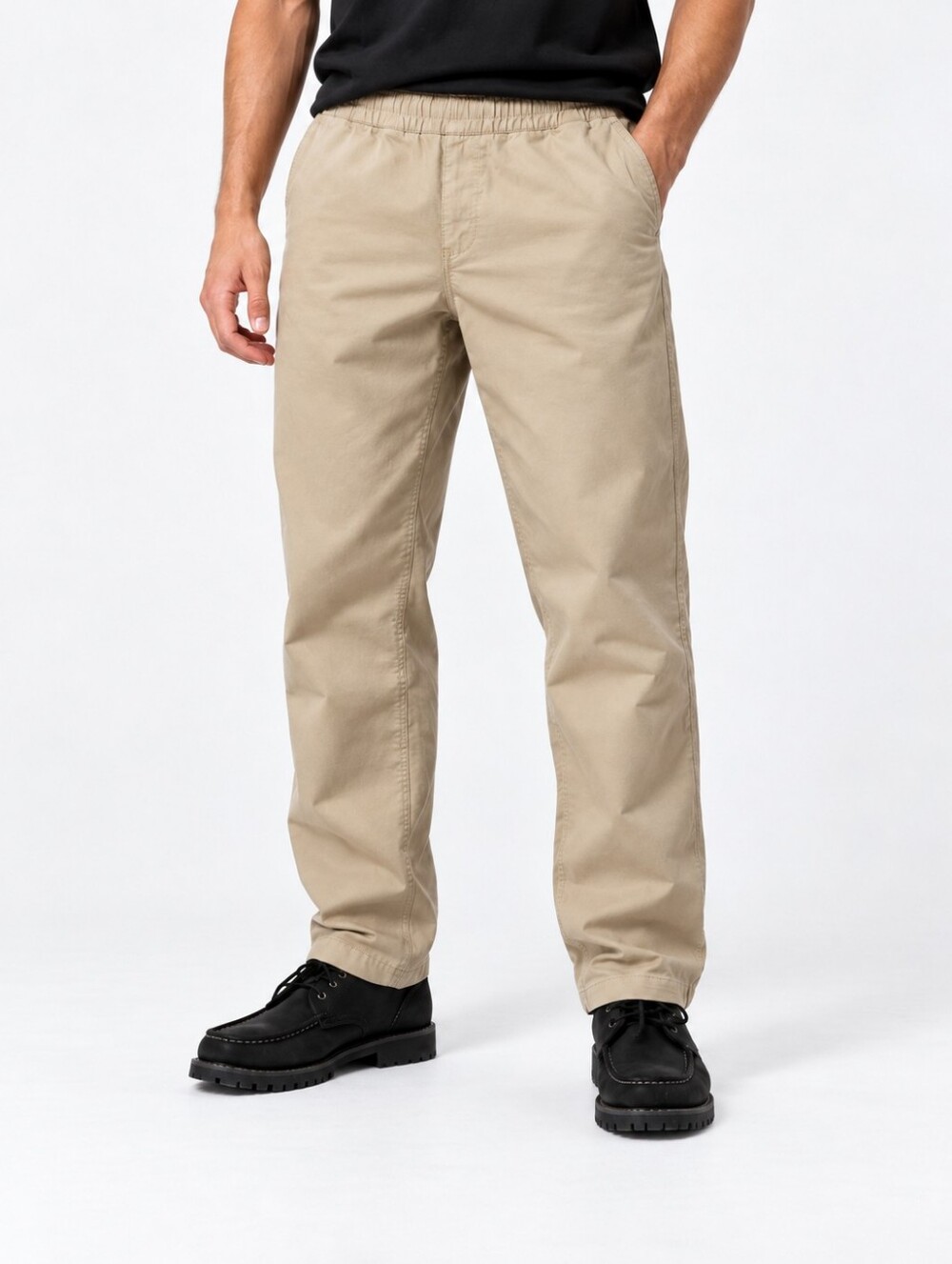 Carhartt WIP Flint Pant Khaki Tan 100% Cotton Elastic Waist Workwear Utility M